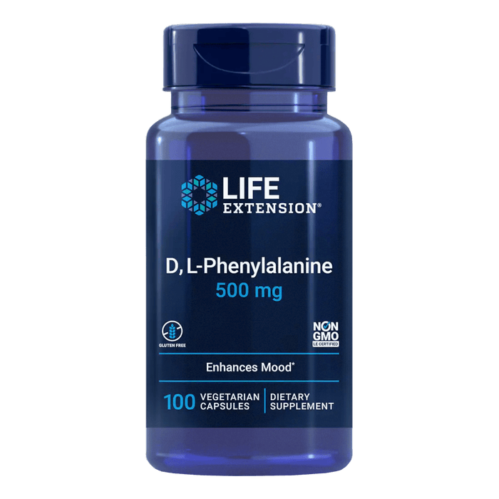 Life Extension D, L-Phenylalanine 500 mg - 100 Vegetarian Capsules - Health As It Ought to Be