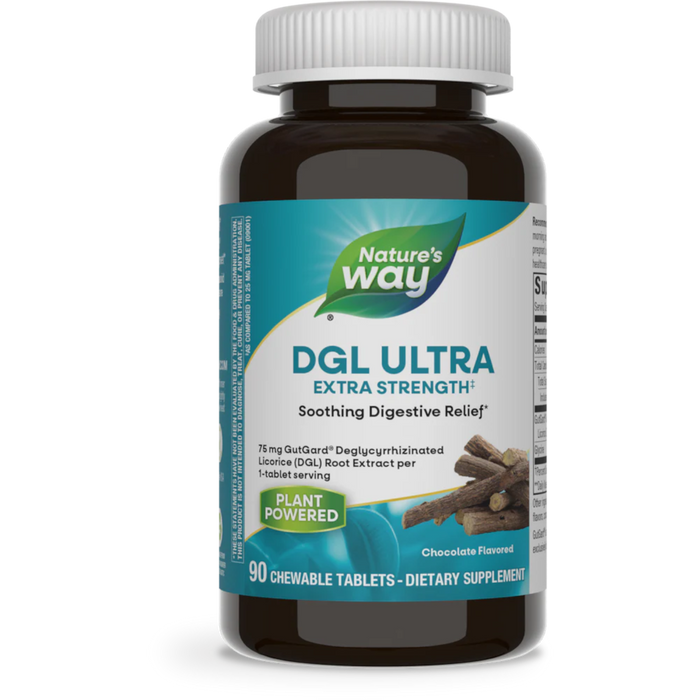 Nature's Way DGL Ultra German Chocolate  Flavored Extra Strength Digestive Relief - 90 Chewable Tablets