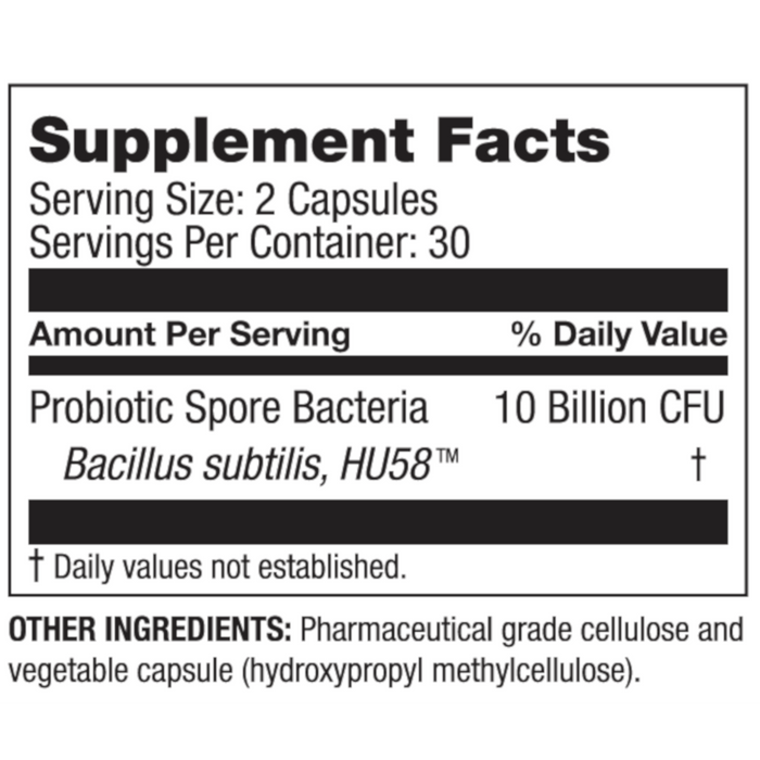 Microbiome Labs HU58 High Potency Bacillus Subtilis - 60 Capsules - Health As It Ought to Be