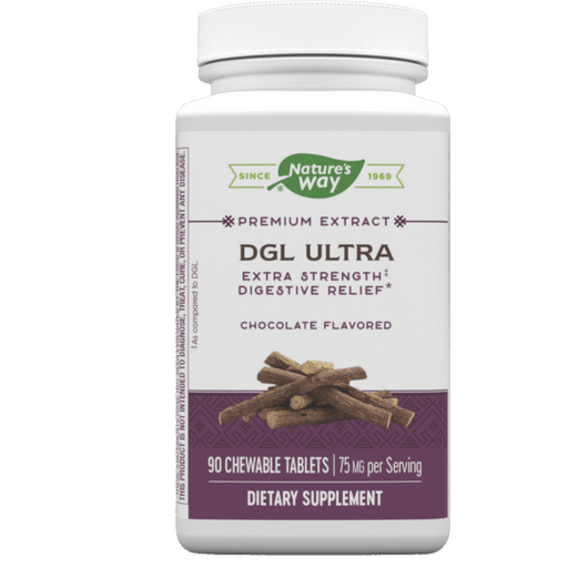 Nature's Way DGL Ultra German Chocolate  Flavored Extra Strength Digestive Relief - 90 Chewable Tablets - Health As It Ought to Be