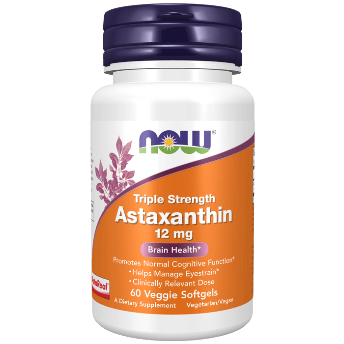 Now Foods Astaxanthin 12 mg, Triple Strength - 60 Veggie Softgels - Health As It Ought to Be