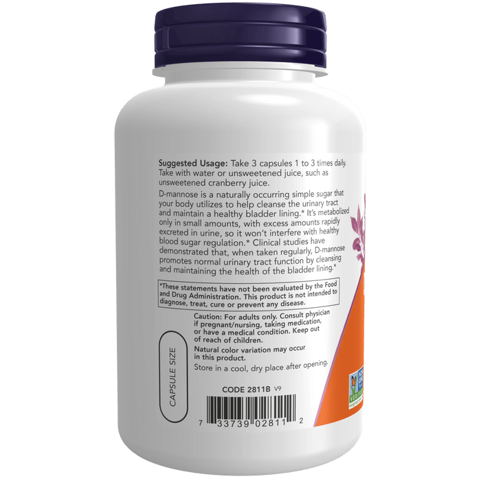 Now Foods D-Mannose 500 mg - 120 Veg Capsules - Health As It Ought to Be