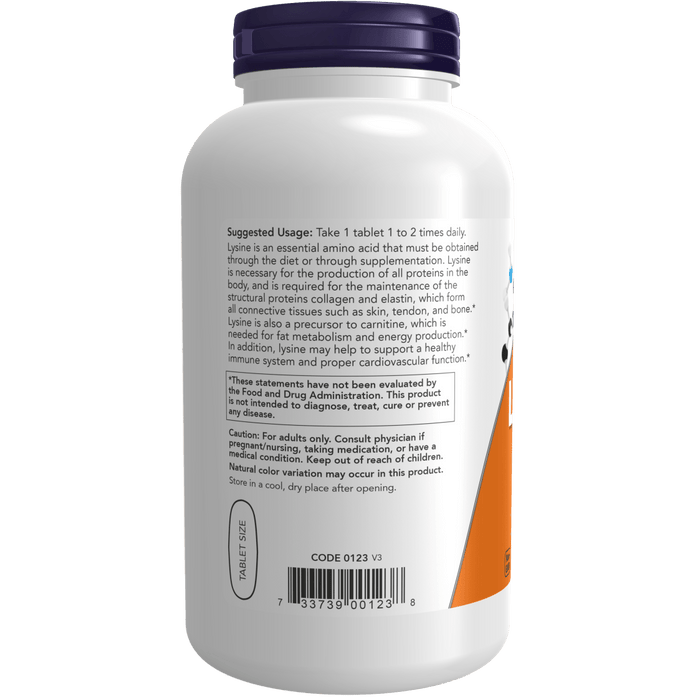 Now Foods L-Lysine, Double Strength 1000 mg - 250 Tablets - Health As It Ought to Be
