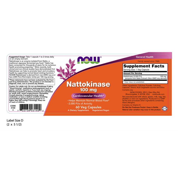 Now Foods Nattokinase 100 mg - 60 Veg Capsules - Health As It Ought to Be