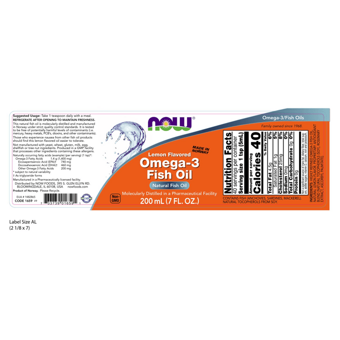 Now Foods Omega-3 Fish Oil Liquid - 200 ml - Health As It Ought to Be