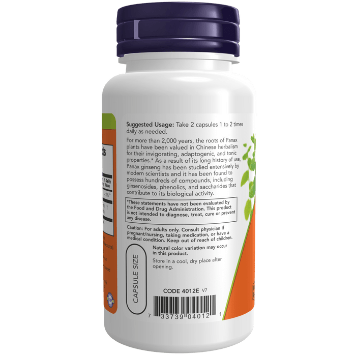 Now Foods Panax Ginseng 500 mg - 100 Capsules - Health As It Ought to Be