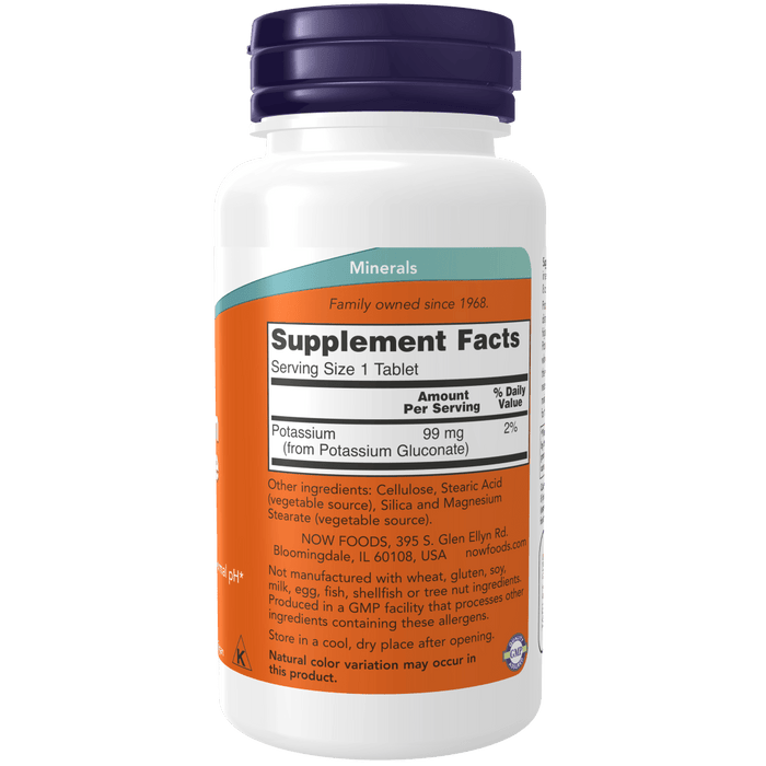 Now Foods Potassium Gluconate 99 mg Vegetarian - 100 Tablets - Health As It Ought to Be