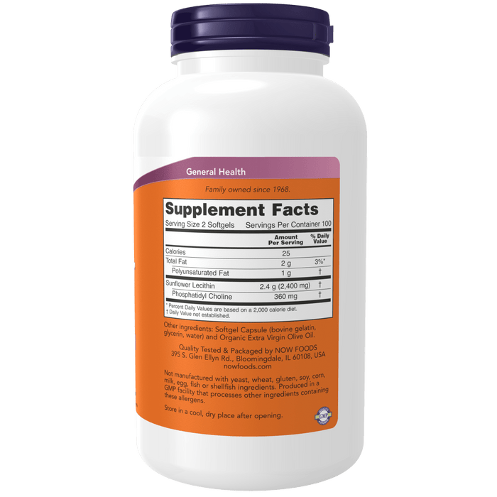 Now Foods Sunflower Lecithin 1200 mg - 200 Softgels - Health As It Ought to Be