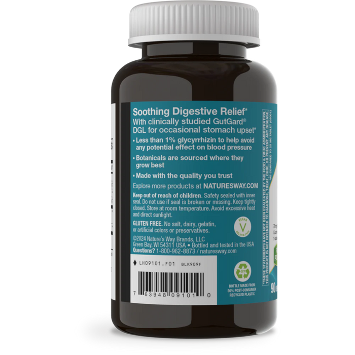 Nature's Way DGL Ultra German Chocolate  Flavored Extra Strength Digestive Relief - 90 Chewable Tablets