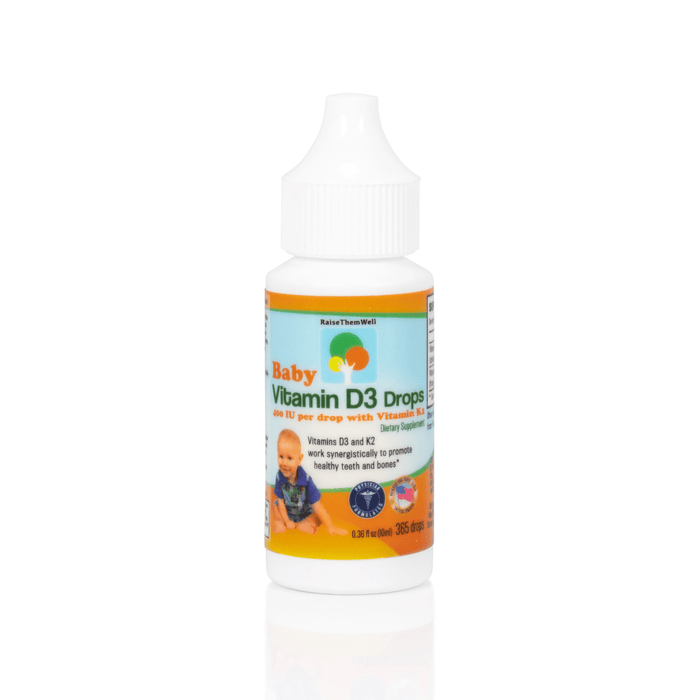 Raise Them Well Baby Vitamin D3 and K2 Drops for Ultimate Bone and Teeth Health - 365 Drops - Health As It Ought to Be