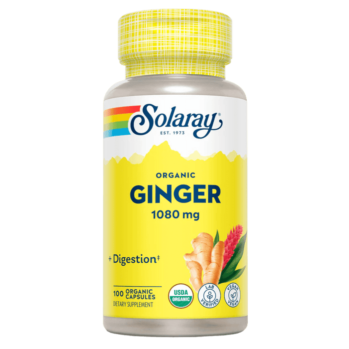 Solaray Organically Grown Ginger Root 1080mg - 100 Capsules - Health As It Ought to Be