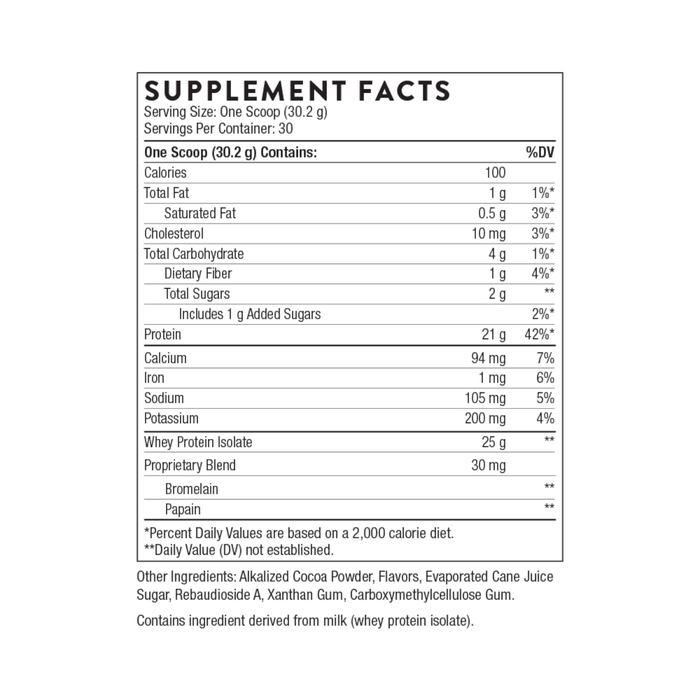 Thorne Whey Protein Isolate, Chocolate - 30 Scoops