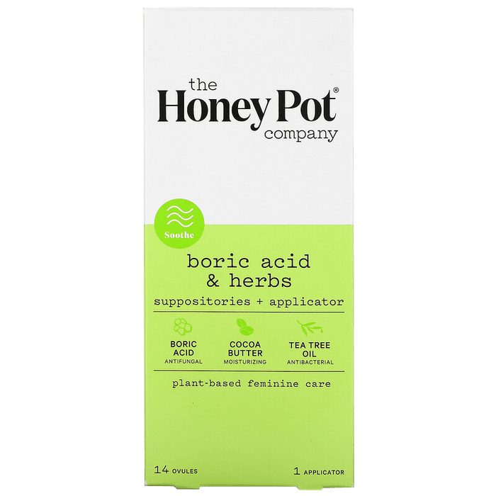 The Honey Pot Company Boric Acid & Herbs, Suppositories + Applicator - 14 Ovules, 1 Applicator - Health As It Ought to Be