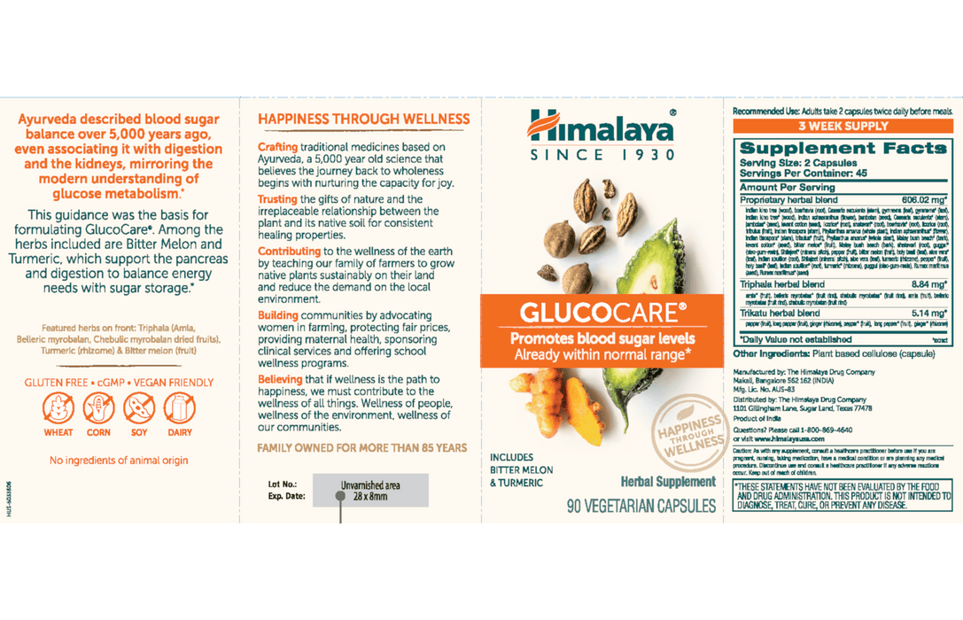 xDISCONTINUED Himalaya Herbal Healthcare Glucocare - 90 Vegetarian Capsules - Health As It Ought to Be